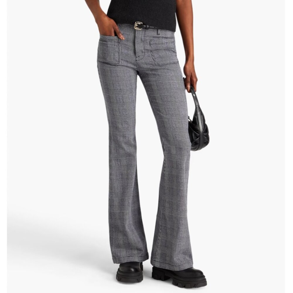 Frame Le Bardot Flare Gray Plaid Flare Pants Size 30